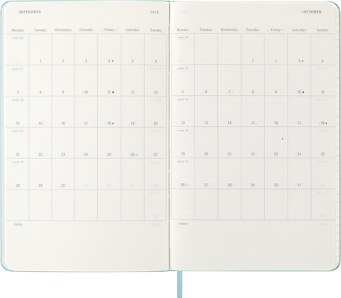 Agenda Plano Semanal 2026 - Azul Água