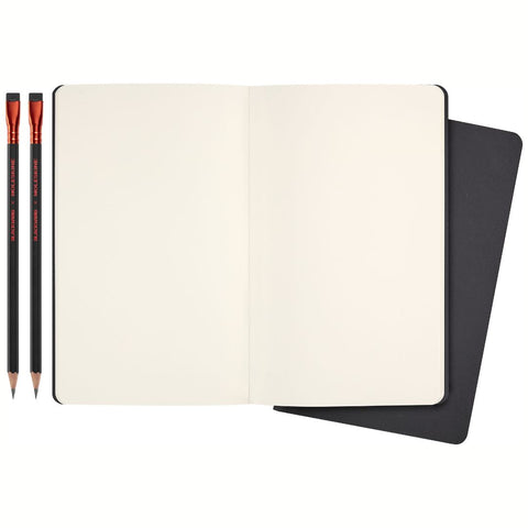 Colecção Blackwing/Cahier - 2 Cahiers Grandes Lisos + 2 Lápis de Ponta Macia