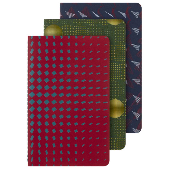 Cahier Pautado com padrões coloridos - Conjunto de 3 cadernos