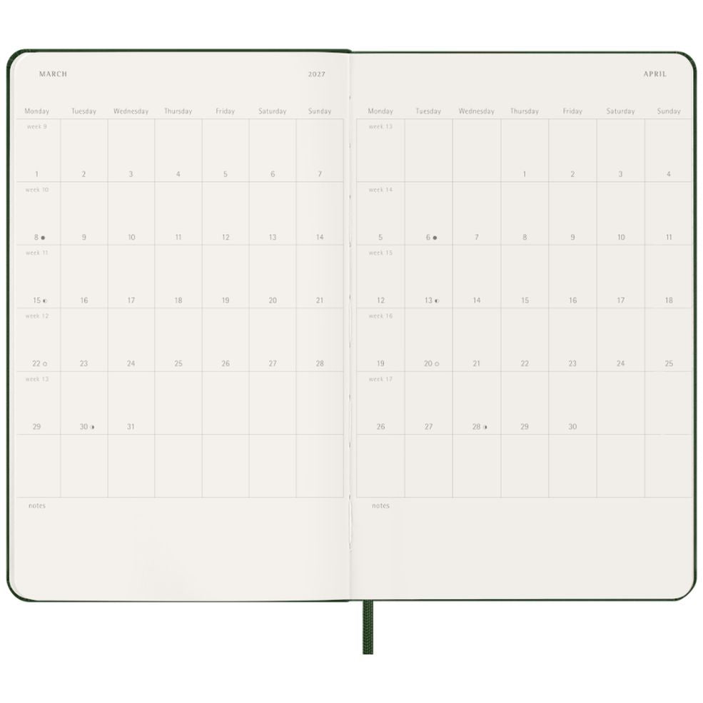 Agenda Plano Semanal 12 Meses 2027 - Verde Mirtilo