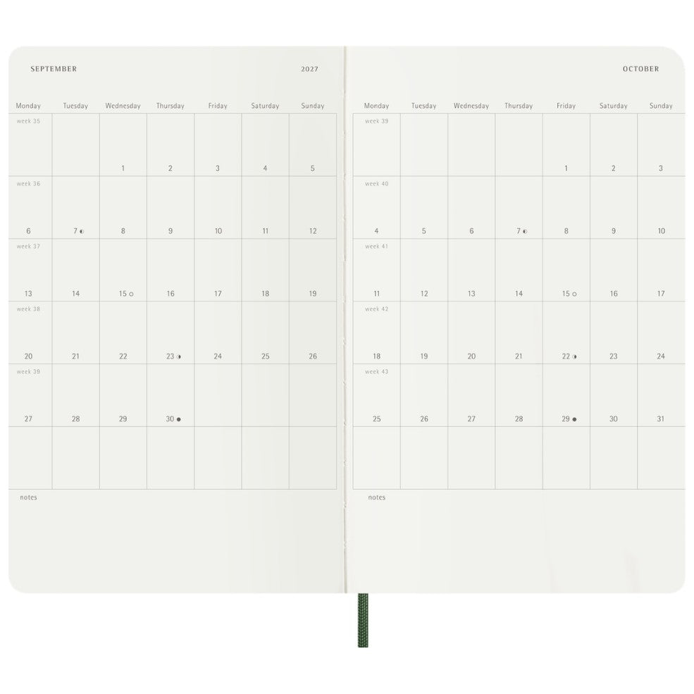 Agenda Semanal 18 Meses 2026/27 Verde Mirtilo - Capa Flexível