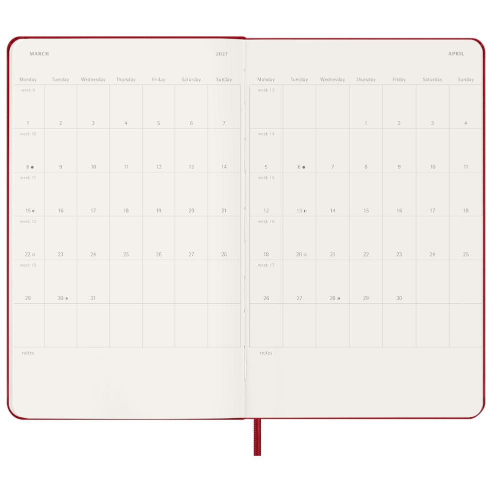 Agenda Plano Semanal 12 Meses 2027 - Vermelha