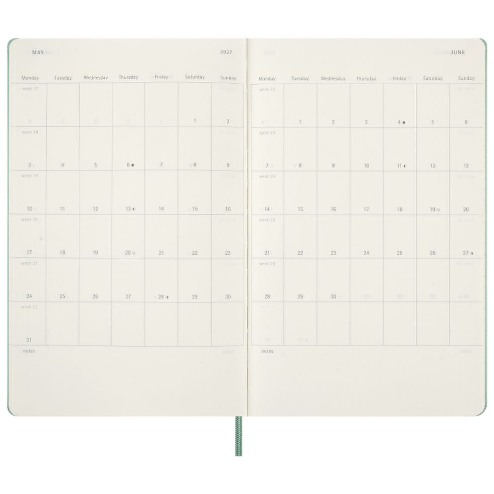 Agenda Plano Semanal 12 Meses 2027 - Verde Sálvia