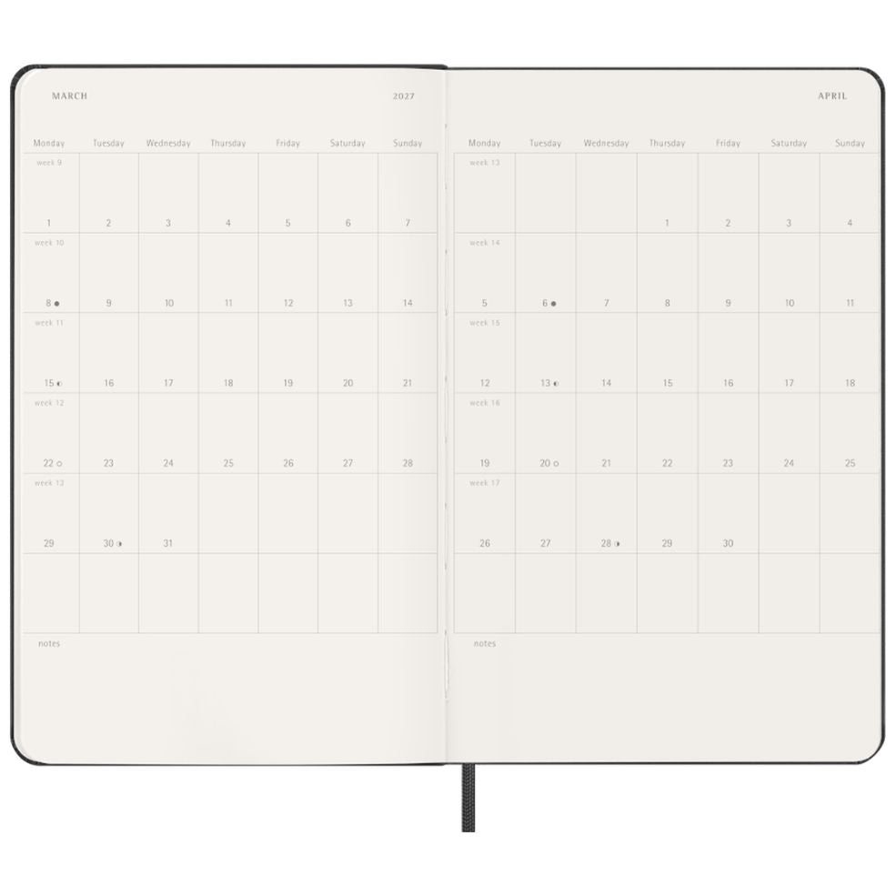 Agenda Plano Semanal 12 Meses 2027 - Preta