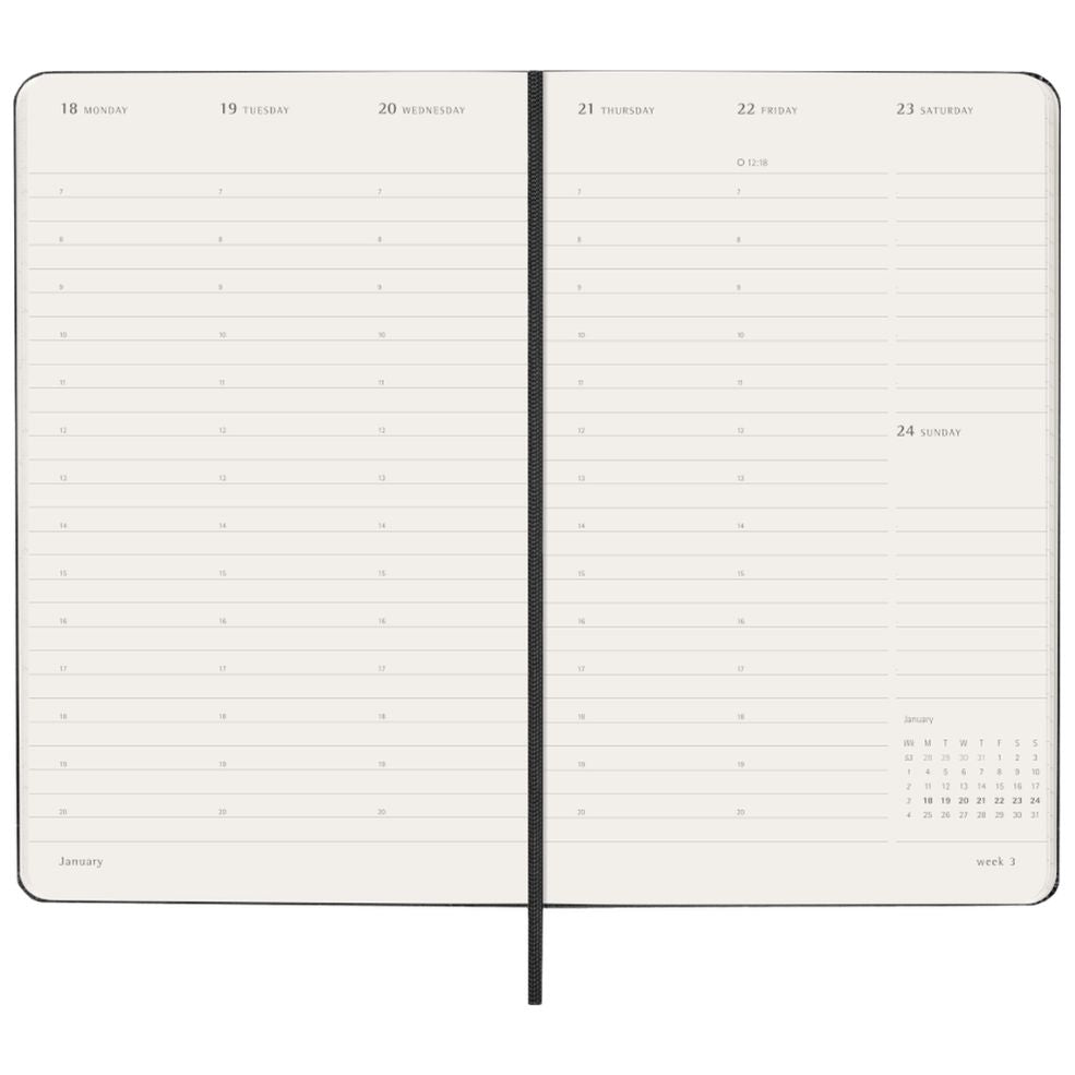 Agenda Semanal Vertical PRO 12 Meses 2027 - Preta