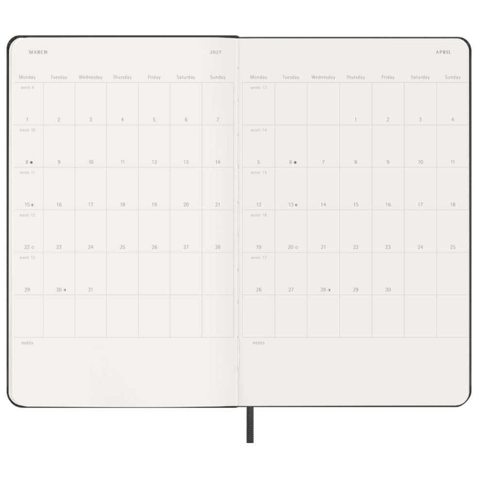 Agenda Semanal Vertical 12 Meses 2027 - Preta