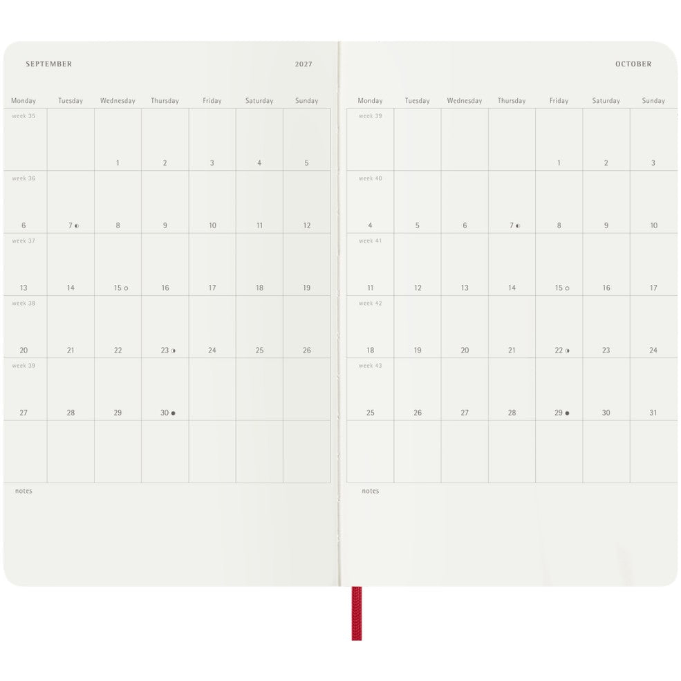 Agenda Semanal 18 Meses 2026/27 Vermelha - Capa Flexível