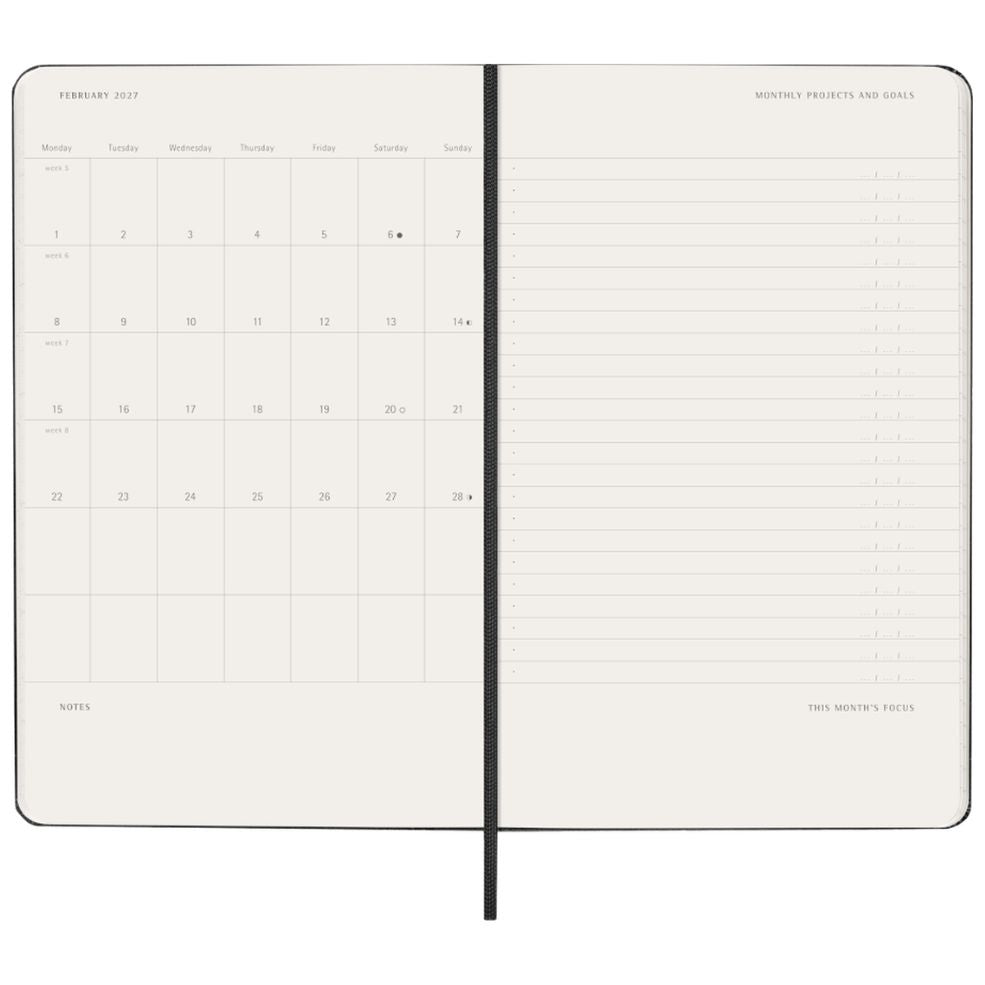 Agenda Semanal Vertical PRO 12 Meses 2027 - Preta