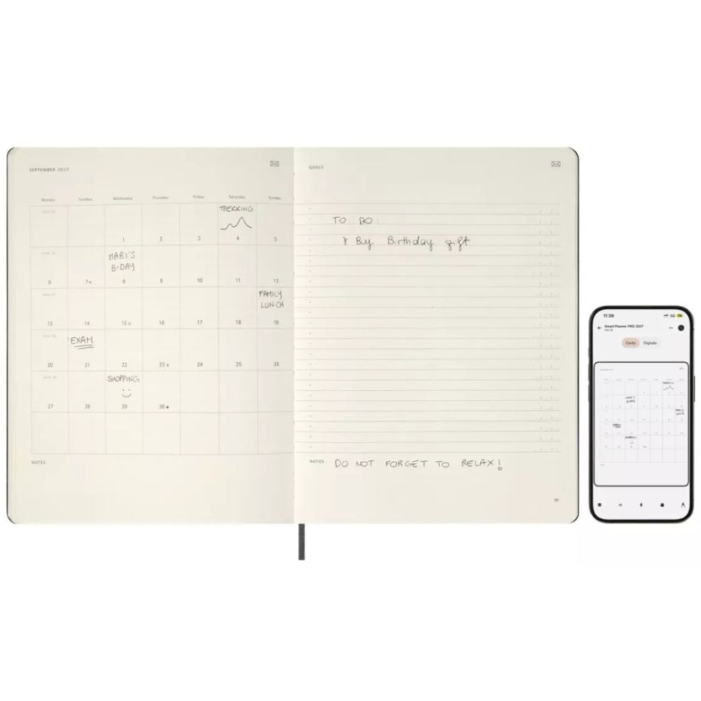 Agenda Semanal Smart PRO Vertical 12 Meses 2027 - XL Preta