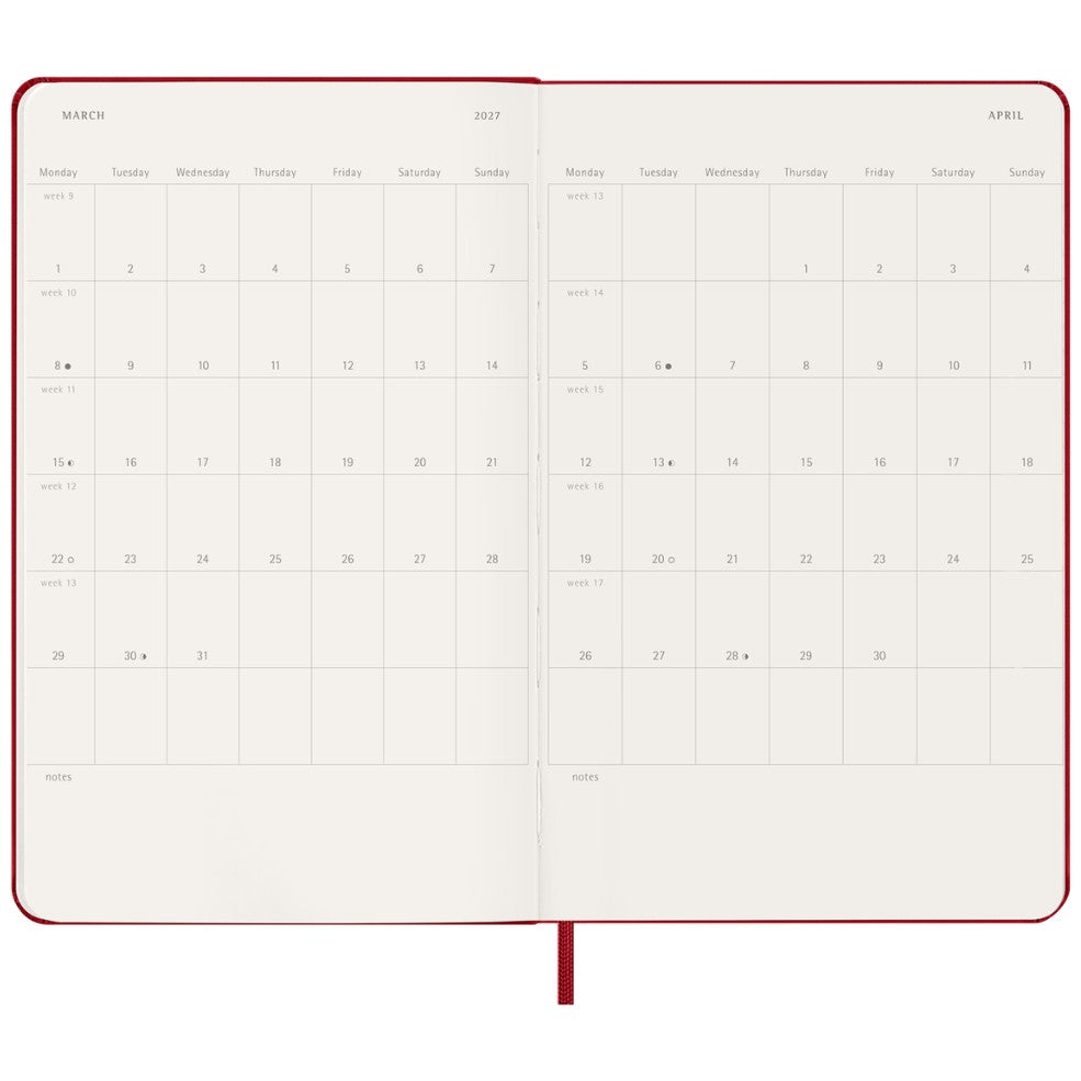 Agenda Semanal 18 Meses 2026/27 Vermelha - Capa Dura