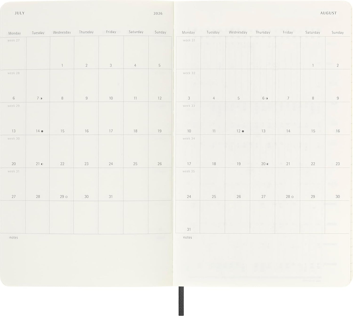 Agenda Semanal 18 Meses 2026/27 Preta - Capa Flexível