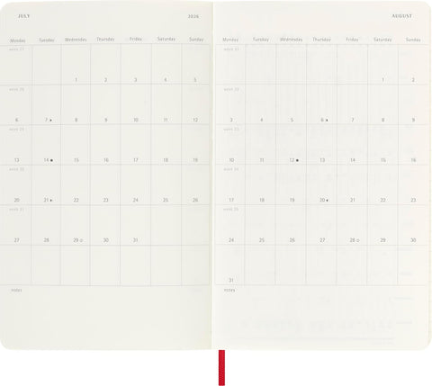 Agenda Semanal 18 Meses 2025/26 Vermelha - Capa Flexível