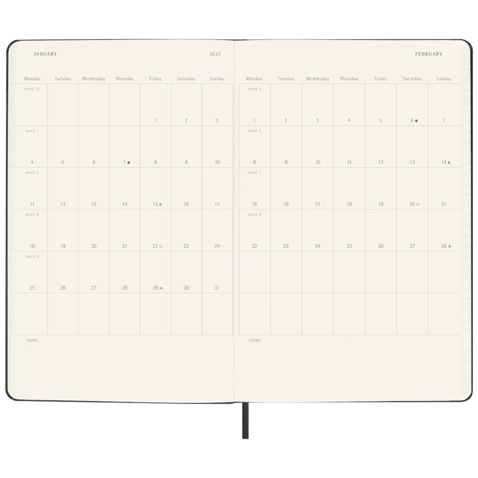 Agenda Semanal 18 Meses 2026/27 Preta - Capa Dura