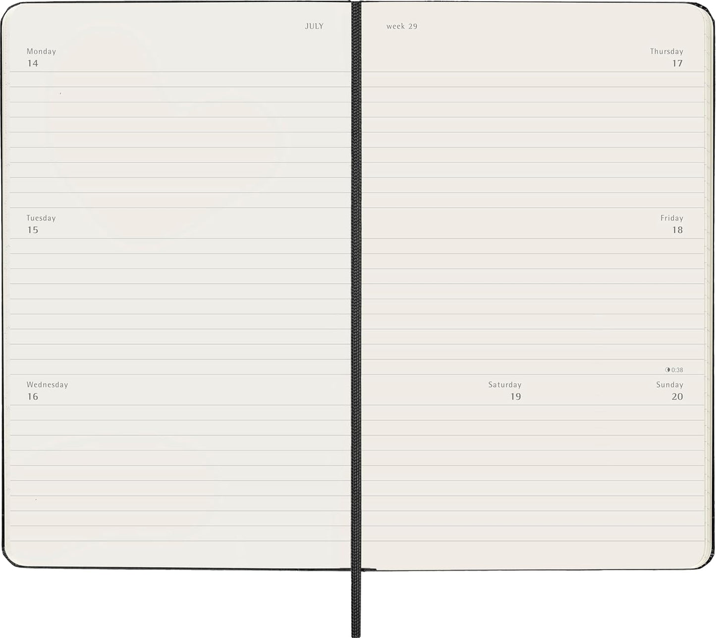 Agenda Semanal Horizontal 18 Meses 2025/26 Preta - Capa Dura