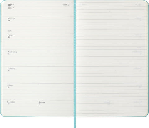 Agenda Semanal 18 Meses 2025/26 Azul Água - Capa Dura