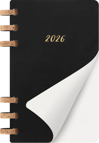 Agenda Espiral 12 Meses 2026, Preta, Grande - Capa Flexível