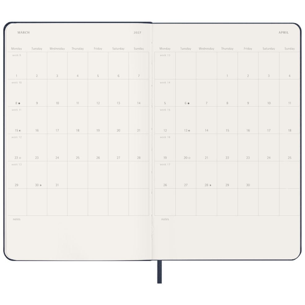 Agenda Plano Semanal 12 Meses 2027 - Azul Safira