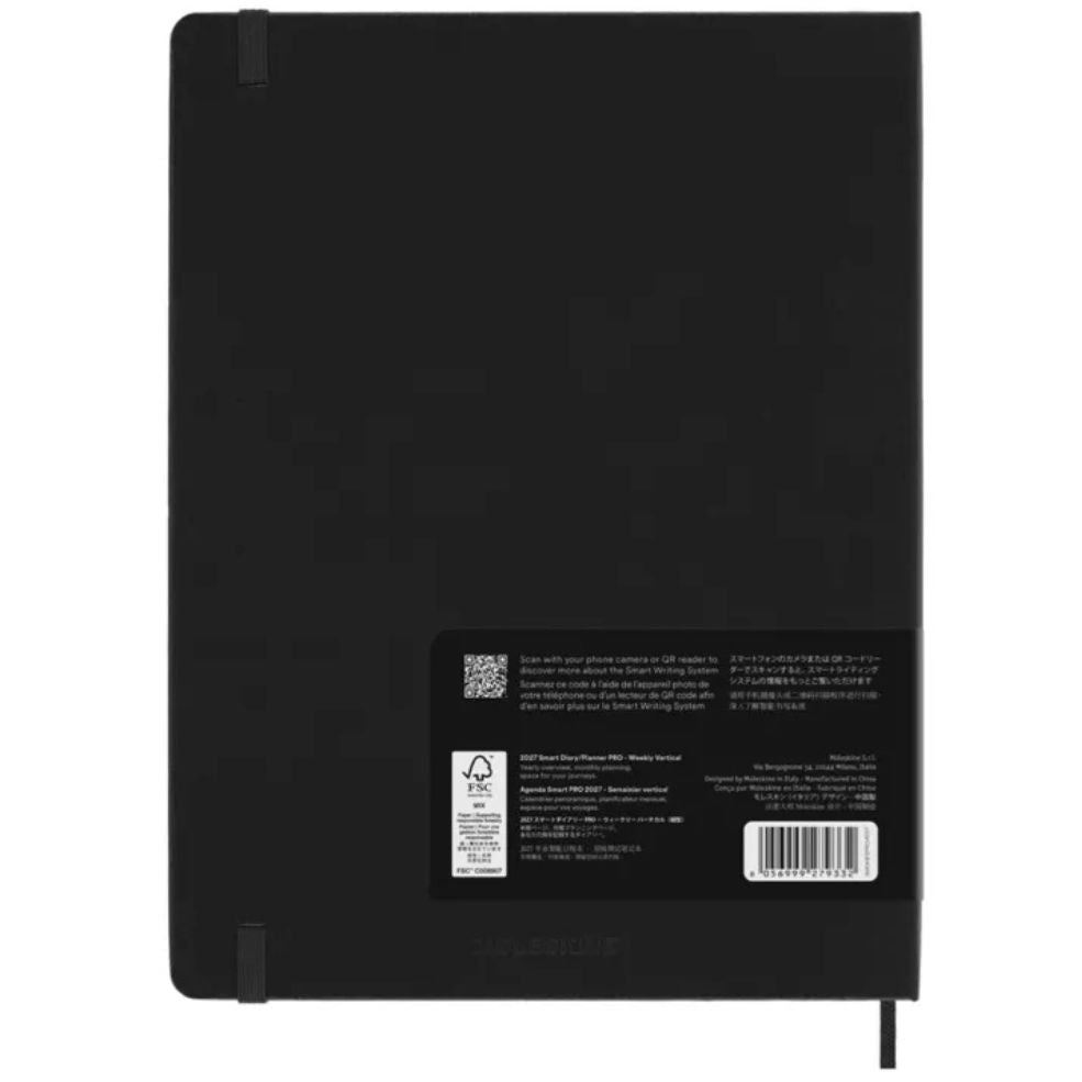 Agenda Semanal Smart PRO Vertical 12 Meses 2027 - XL Preta