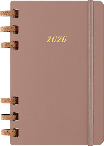 Agenda Espiral 12 Meses 2026, Amêndoa, Grande - Capa Dura