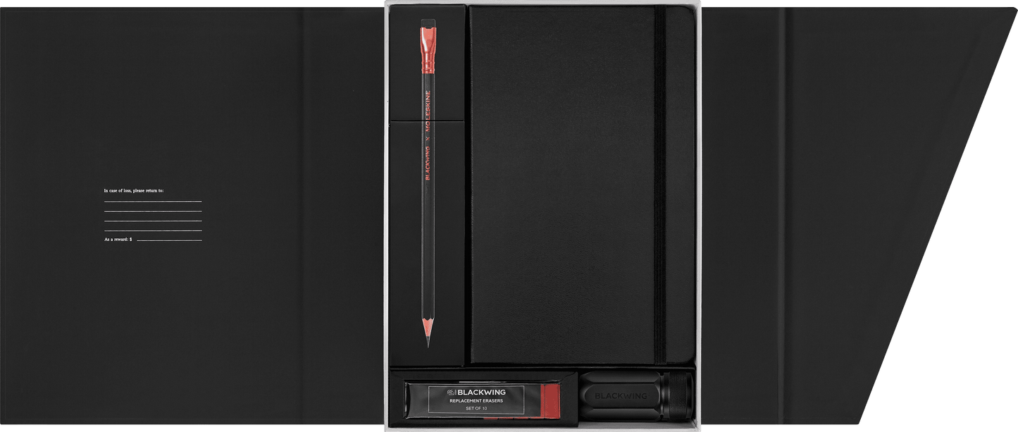 Blackwing/Moleskine - Caixa de 12 Lápis + caderno desenho + afia + borrachas