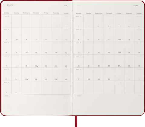 Agenda Plano Semanal 2026 - Vermelha