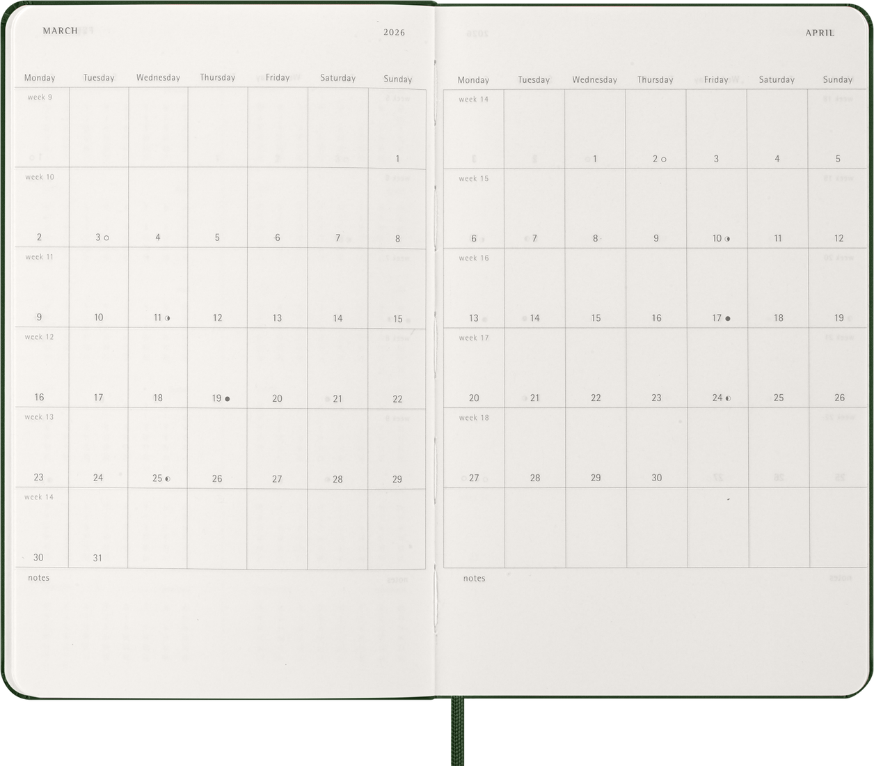 Agenda Diária 2026 - Verde Mirtilo