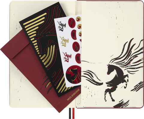 Cavalo de Fogo Vermelho - Caderno Pautado Grande