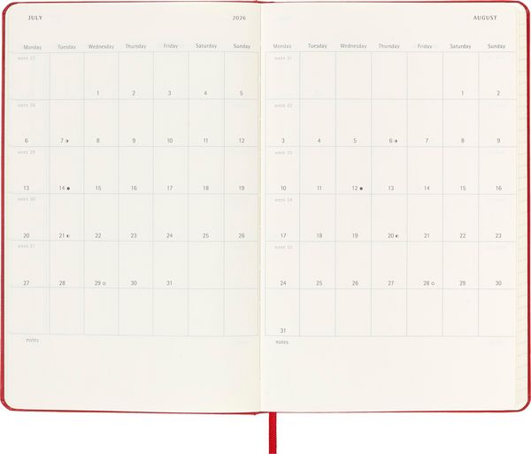 Agenda Semanal 18 Meses 2025/26 Vermelha - Capa Dura