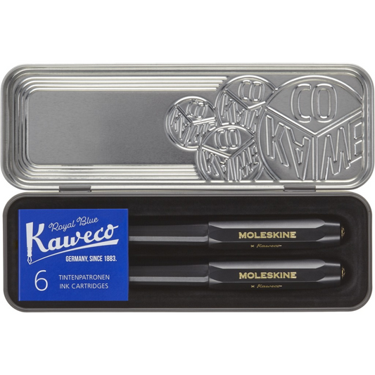 Set Moleskine/Kaweco Tinta Permanente + Ballpen + Recargas - Preto