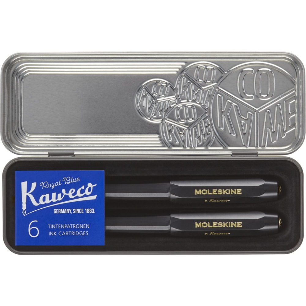 Set Moleskine/Kaweco Tinta Permanente + Ballpen + Recargas - Preto