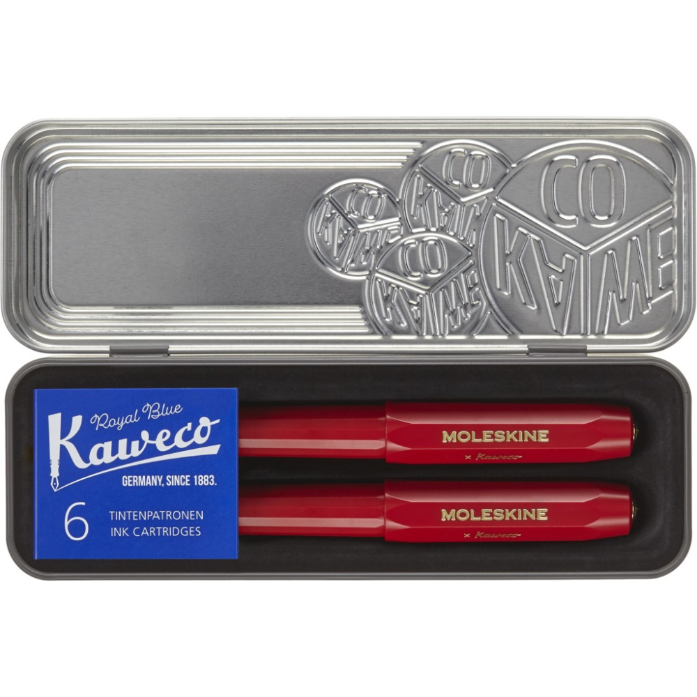 Set Moleskine/Kaweco Tinta Permanente + Ballpen + Recargas - Vermelho
