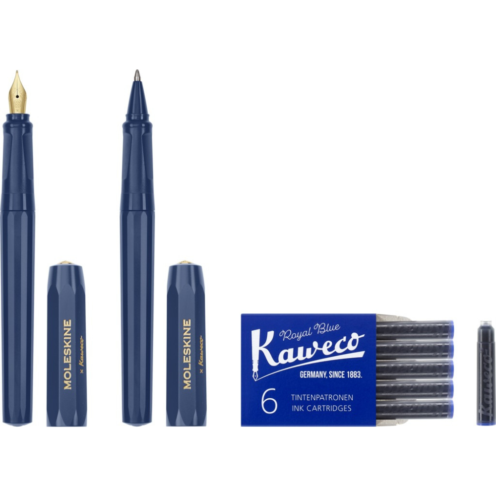 Set Moleskine/Kaweco Tinta Permanente + Ballpen + Recargas - Azul