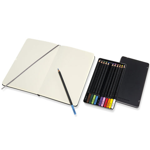 Kit Desenho Cores - Caderno de Desenho + Caixa com 12 Lápis Aguarela
